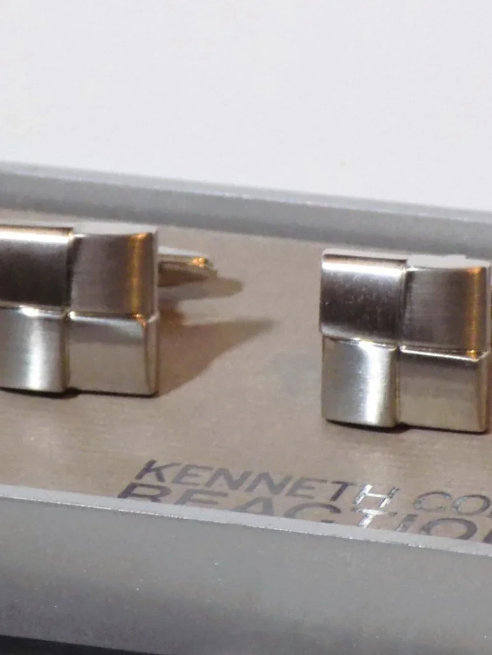 Lot of 2 New Kenneth Cole Reaction Brushed Stainless Cufflinks Bundle